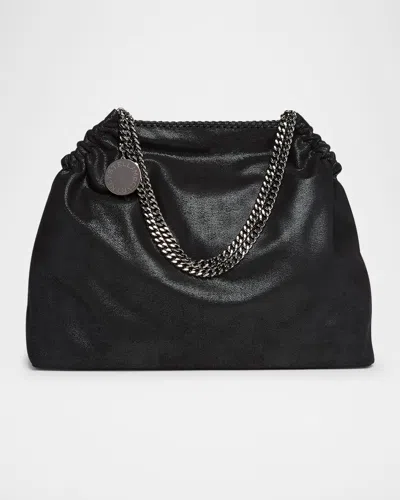 Stella Mccartney Falabella Drawstring Vegan Leather Tote Bag In Black