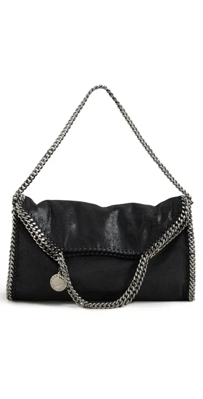 Stella Mccartney Falabella Eco Shaggy Deer And 3 Chain Fold Over Tote Bag Black