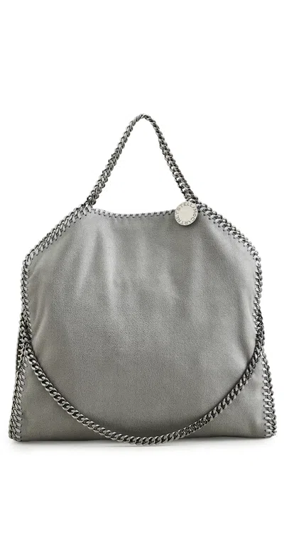 Stella Mccartney Falabella Eco Shaggy Deer And 3 Chain Fold Over Tote Bag Light Grey In Gray