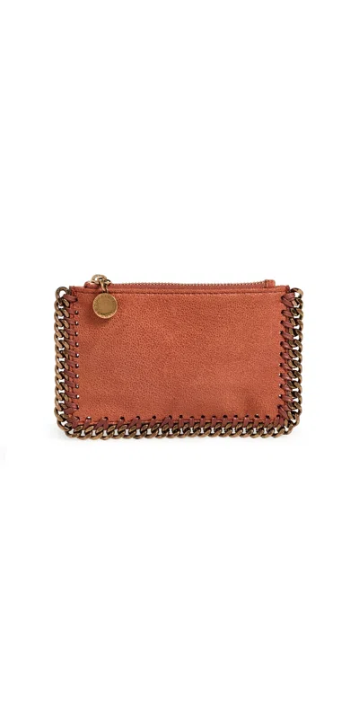 Stella Mccartney Falabella Eco Shaggy Deer Zip Card Holder Tangerine In Orange