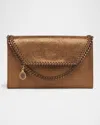 Stella Mccartney Falabella Eco Shiny Dotted Chamois Wallet On Chain In Brown