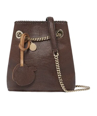 Stella Mccartney Falabella Embossed Bucket Bag In Brown