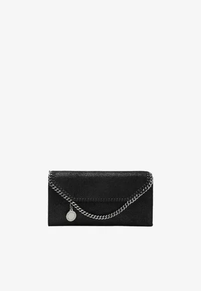 Stella Mccartney Falabella Faux Leather Chain Clutch In Black