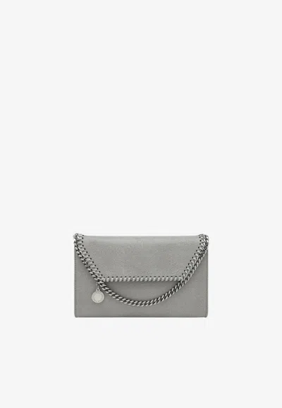 Stella Mccartney Falabella Faux Leather Chain Clutch In Gray