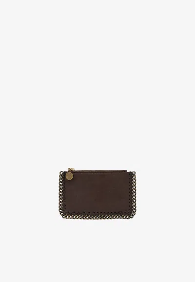 Stella Mccartney Falabella Faux Leather Zip Cardholder In Brown