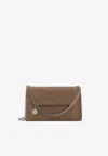 Stella Mccartney Falabella Faux Suede Chain Clutch In Green