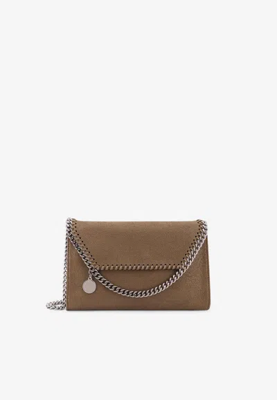 Stella Mccartney Falabella Faux Suede Chain Clutch In Green