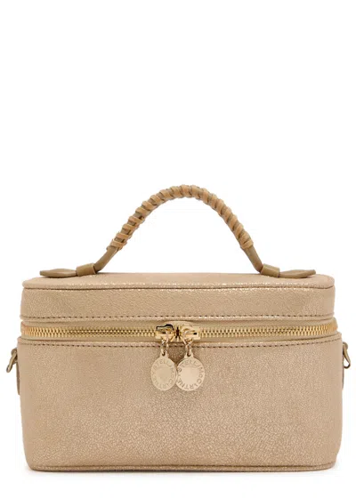 Stella Mccartney Falabella Faux Suede Vanity Case In Gold