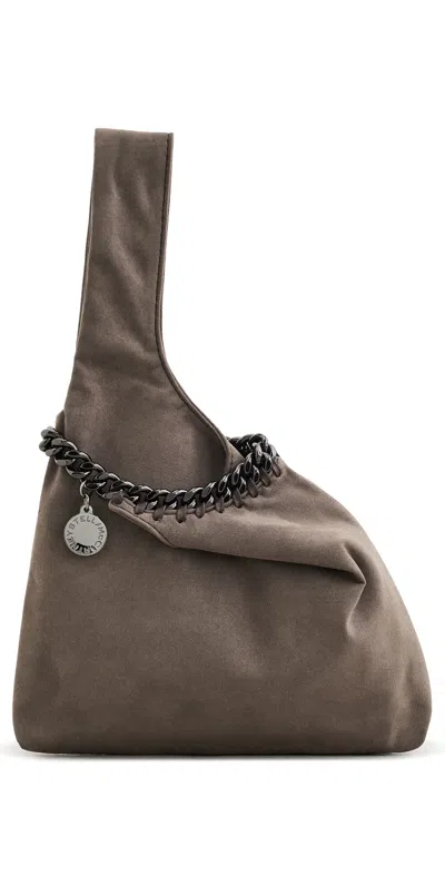 Stella Mccartney Falabella Faux Suede Wristlet Bag Dark Taupe