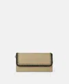 Stella Mccartney Falabella Flap Continental Wallet In Clotted Cream