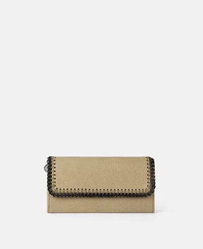 Stella Mccartney Falabella Flap Continental Wallet In Clotted Cream
