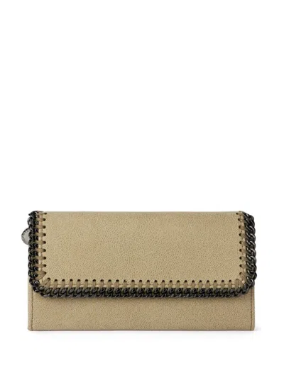 Stella Mccartney Falabella Flap Continental Wallet In Light Khaki