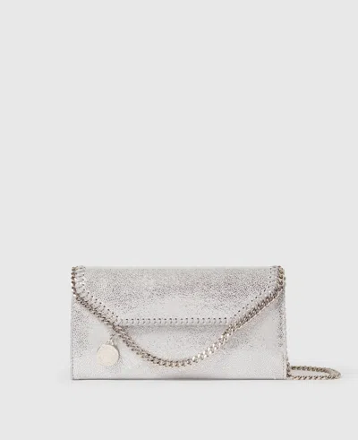 Stella Mccartney Falabella Flap Continental Wallet In Silver