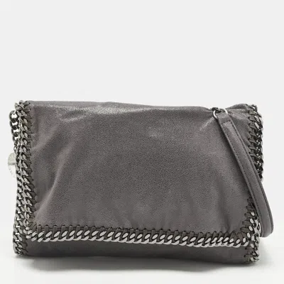 Pre-owned Stella Mccartney Falabella Flap Grey Faux Suede Shoulder Bag In Gray
