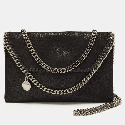 Pre-owned Stella Mccartney Falabella Flap Mini Black Faux Leather Crossbody Bag