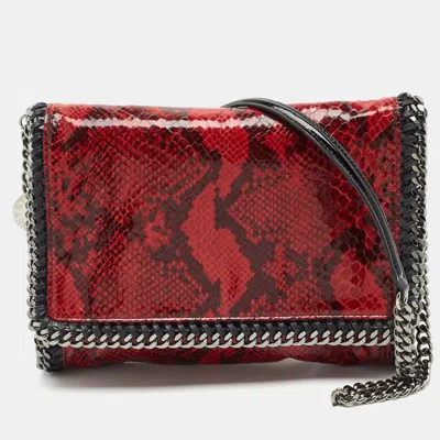 Pre-owned Stella Mccartney Falabella Flap Red/black Faux Python Patent Leather Shoulder Bag