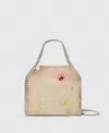 Stella Mccartney Falabella Floral Embroidered Mini Tote In Buttercream