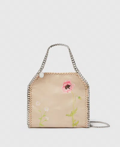 Stella Mccartney Falabella Floral Embroidered Mini Tote In Buttercream