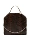 Stella Mccartney Falabella Fold-over Snakeskin-effect Tote Bag In Brown