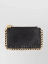 STELLA MCCARTNEY FALABELLA GRAINED ZIP CARDHOLDER WITH CHAIN DETAILING