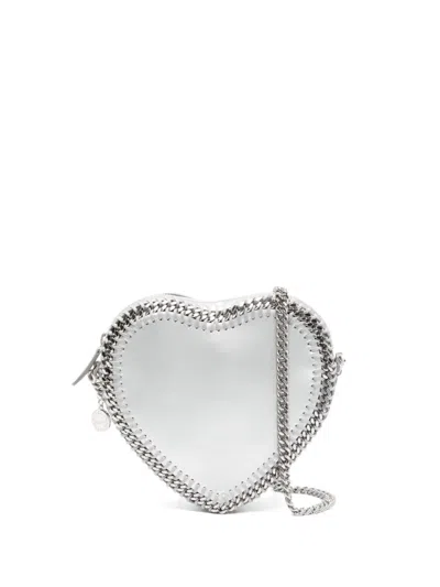 Stella Mccartney Falabella Heart Shoulder Bag In 8101 Silver
