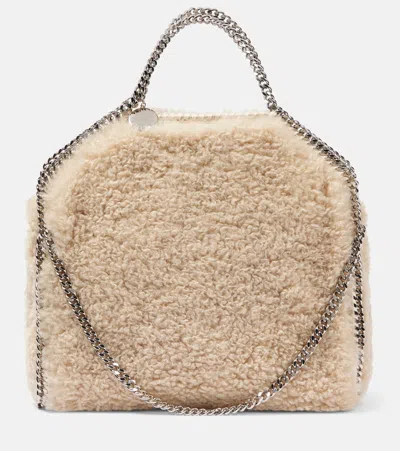 Stella Mccartney Falabella Large Faux Shearling Tote Bag In Oat