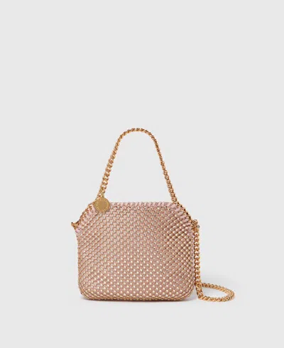 Stella Mccartney Falabella Lead-free Crystal Mesh Mini Tote Bag In Dusty Rose Pink