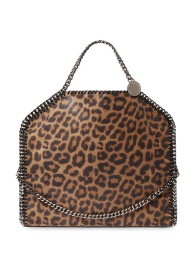 Stella Mccartney Falabella Leopard Fold-over Tote Bag In Brown