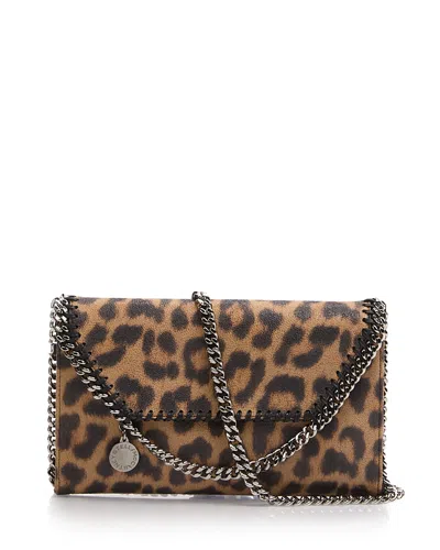 Stella Mccartney Falabella Leopard Print Wallet On A Chain In Blue