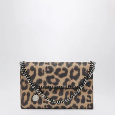 Stella Mccartney Falabella Leopard-print Mini Crossbody Wallet Bag In Black