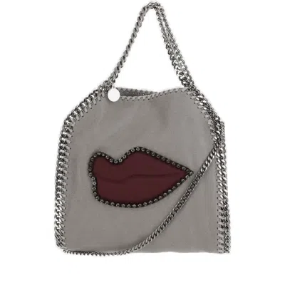 Stella Mccartney Falabella Lips Embellished Mini Tote Bag In Light Grey