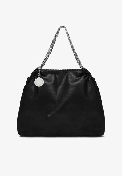 Stella Mccartney Falabella Logo-charm Drawstring Tote Bag In Black