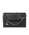 Stella Mccartney Falabella Mini Vegan Leather Wallet On Chain In Black