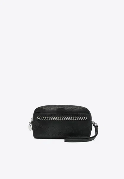 Stella Mccartney Falabella Logo-charm Toiletry Bag In Black