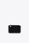 Stella Mccartney Falabella Logo-charm Zipped Cardholder In Black