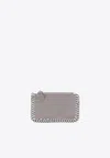 Stella Mccartney Falabella Chain Zip Cardholder With Four Card Slots In Gray