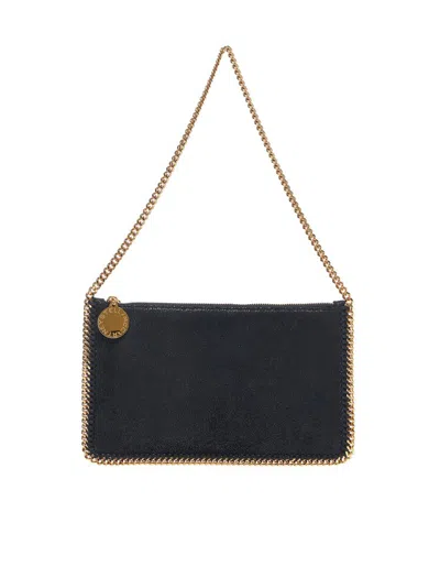 Stella Mccartney Falabella Logo Embossed Charmed Shoulder Bag In Black