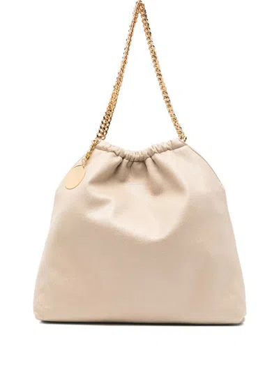 Stella Mccartney Falabella Medium Drawstring Bags In Sand