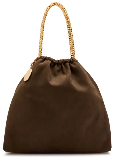 Stella Mccartney Falabella Medium Drawstring Faux Suede Tote In Brown