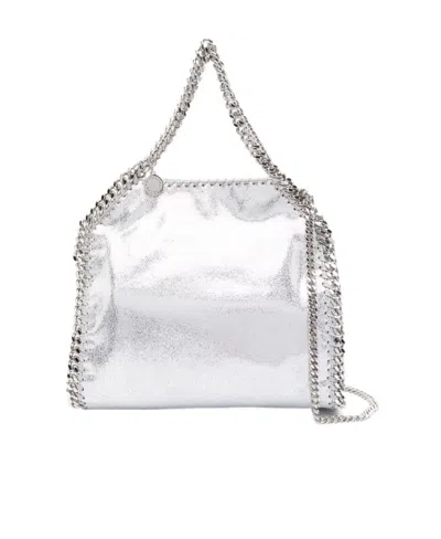 Stella Mccartney Falabella Metallic Chain-linked Tote Bag In White