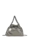 Stella Mccartney Falabella Metallic Crossbody Bag With Chain-link Shoulder Strap And Logo Charm On The Front In Ecole In Gray