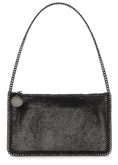Stella Mccartney Falabella Metallic Faux-leather Shoulder Bag In Black