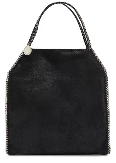 Stella Mccartney Falabella Metallic Faux Leather Tote In Black