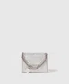 Stella Mccartney Falabella Metallic Tri-fold Wallet In Silver