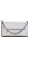 Stella Mccartney Falabella Metallic Wallet On A Chain Silver In Pattern