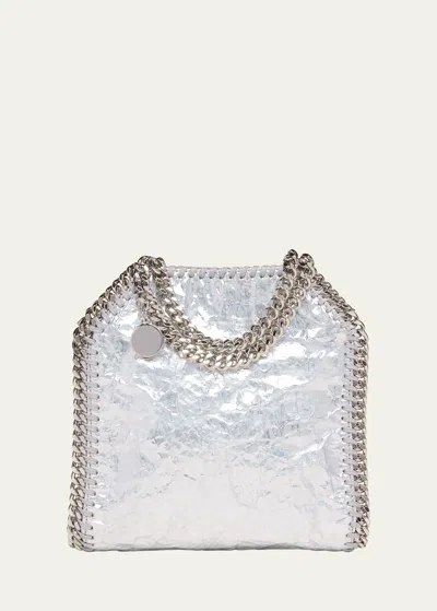 Stella Mccartney Falabella Mini Alter Crackled Metallic Tote Bag In Silver