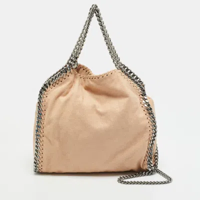 Pre-owned Stella Mccartney Falabella Mini Beige Faux Suede Tote In Sand