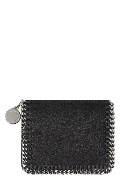 Stella Mccartney Falabella Mini Bi-fold Wallet With Snap Coin Purse In Black