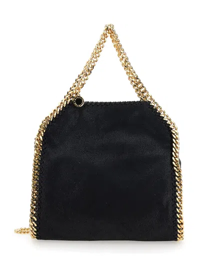 Stella Mccartney 'falabella Mini' Black Handbag With Handle And Chain Shoulder Strap In Eco Leather  In Multicolor