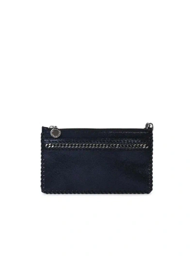 Stella Mccartney Falabella' Mini Clutch Bag In Blue Recycled Polyester In Black